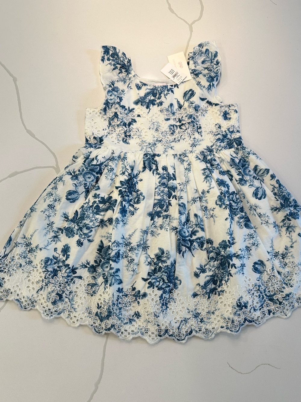 NWT Gap X LoveShackFancy blue white toile floral eyelet dress size 5 💙🤍